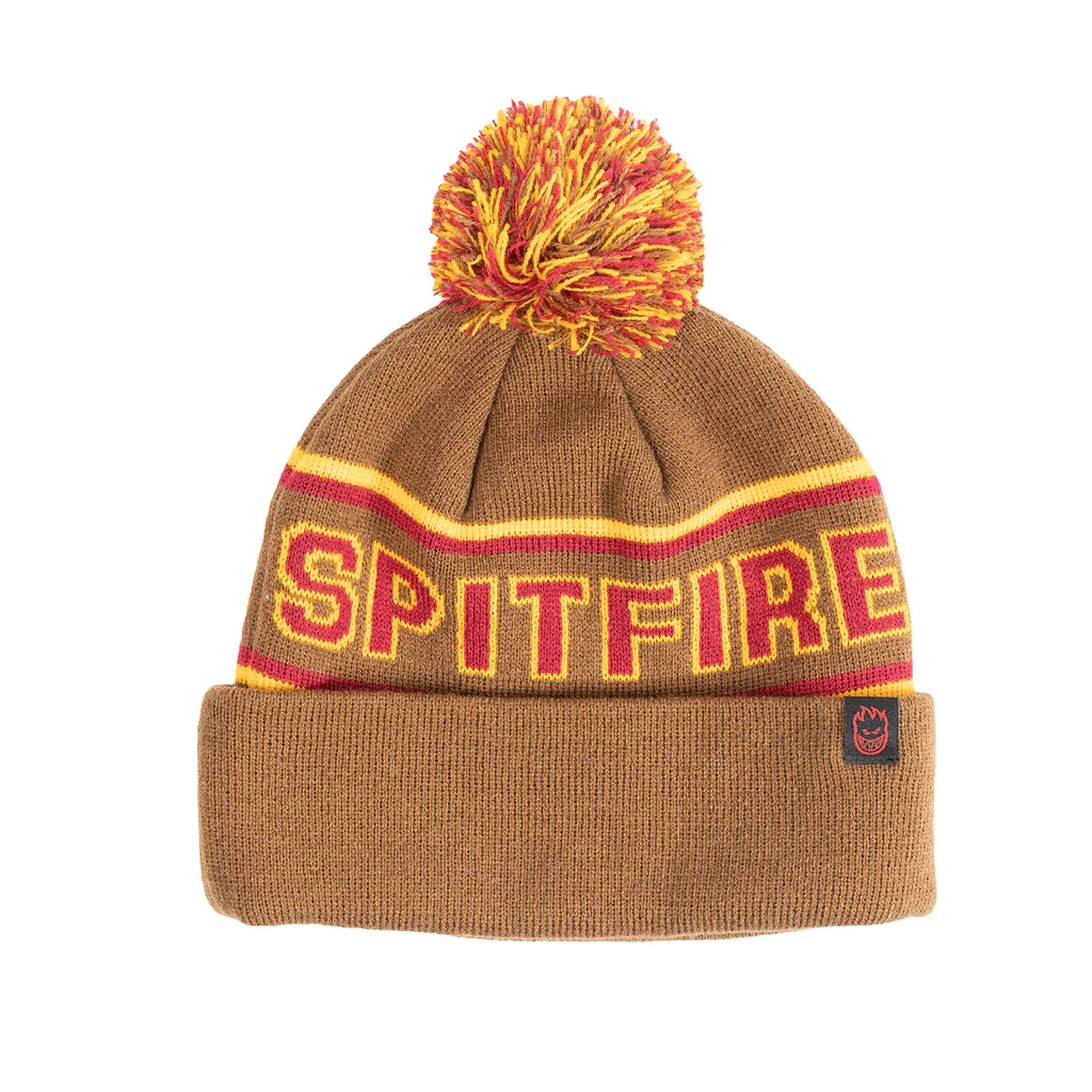 Spitfire Classic 87 Fill Pom Beanie - (Brown/Gold/Red)