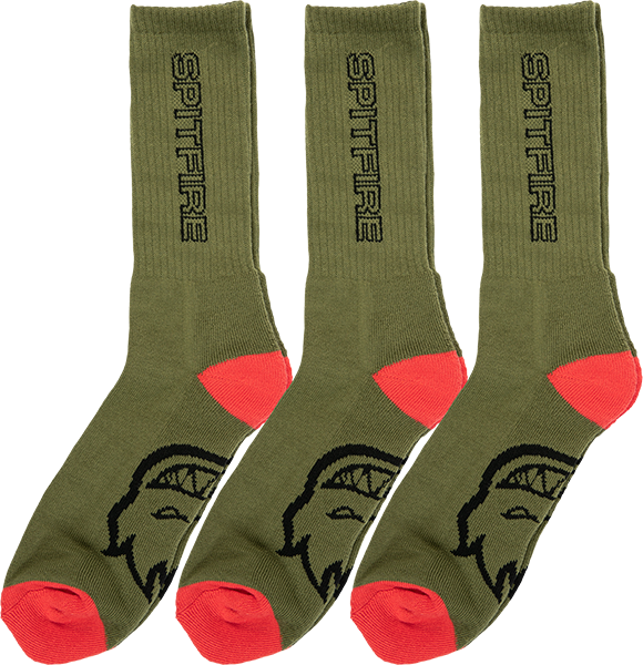 Spitfire Classic 87 3/Pk Socks (Olive/Red/Black)