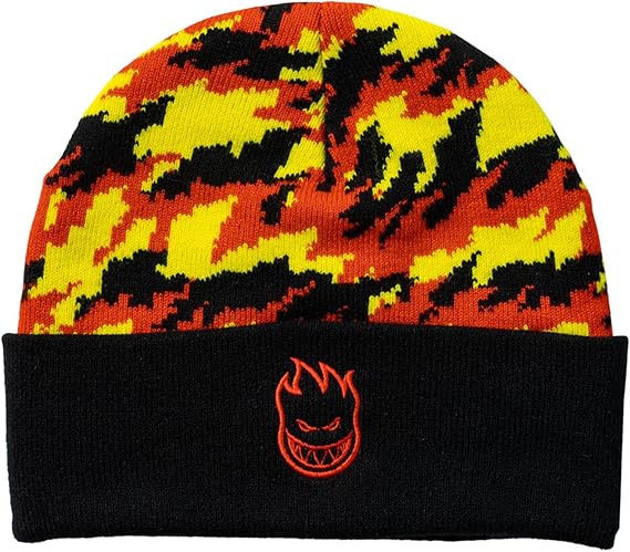 Spitfire Bighead Flame Cuff Beanie - (Black/Red/Yellow)