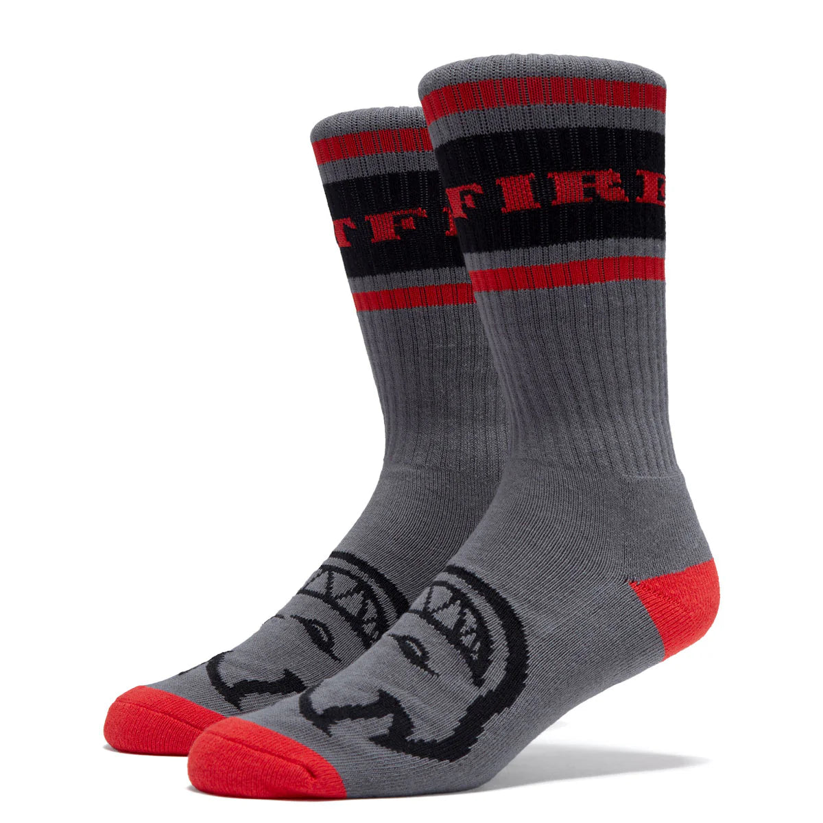 Spitfire Classic 87 Bighead Crew Socks (Charcoal/Red/Blk)
