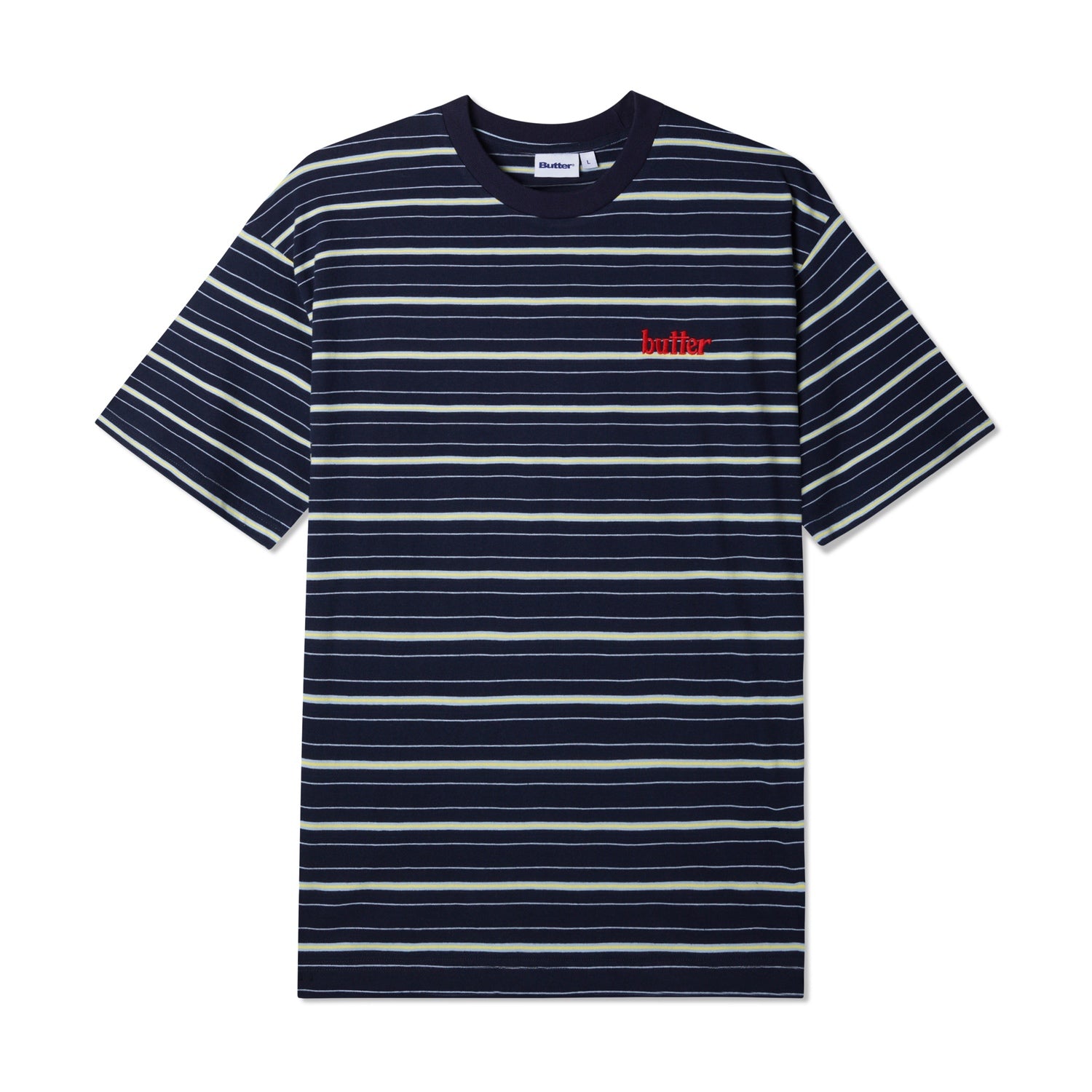 Butter Goods Park Stripe Tee - (Black/Sky/Banana)