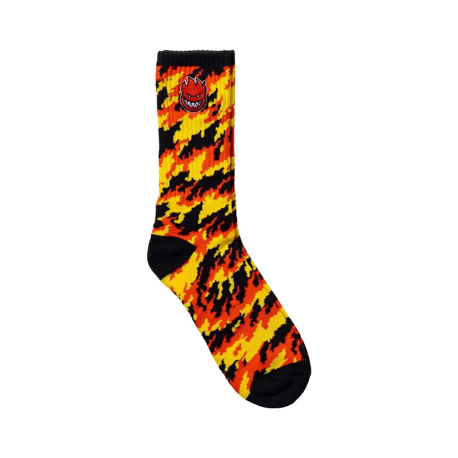 Spitfire Bighead Fill EMB Flames Crew Socks (Red/Yellow/Black)