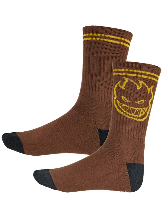 Spitfire Bighead Crew Socks (Brown/Gold)