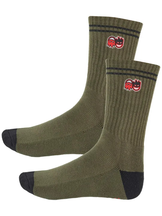 Spitfire Eternal Fill EMB Crew Socks (Olive/Black/Red)