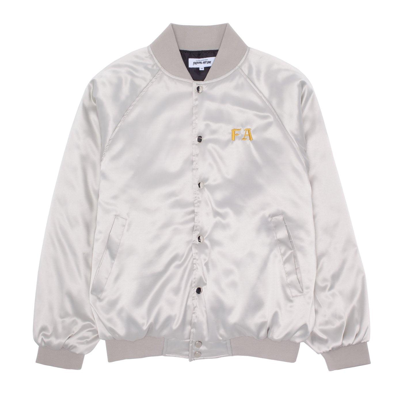 Fucking Awesome Angel Burn Baseball Jacket - (Silver)