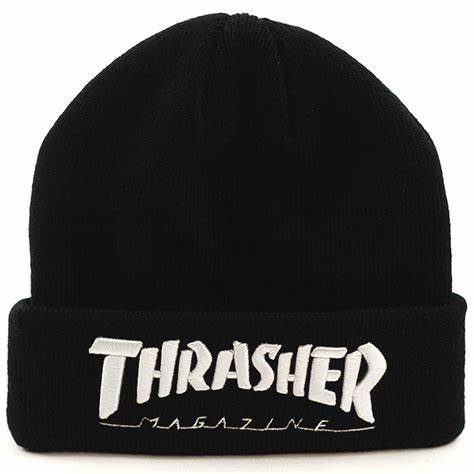 Thrasher Embroidered Logo Beanie - (Black/White)