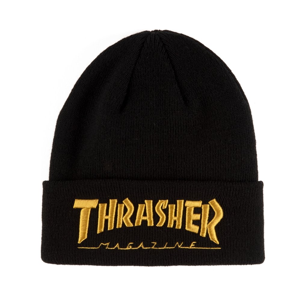 Thrasher Embroidered Logo Beanie - (Black/Gold)